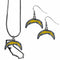 Sports Jewelry & Accessories NFL - Los Angeles Chargers Dangle Earrings and State Necklace Set JM Sports-7