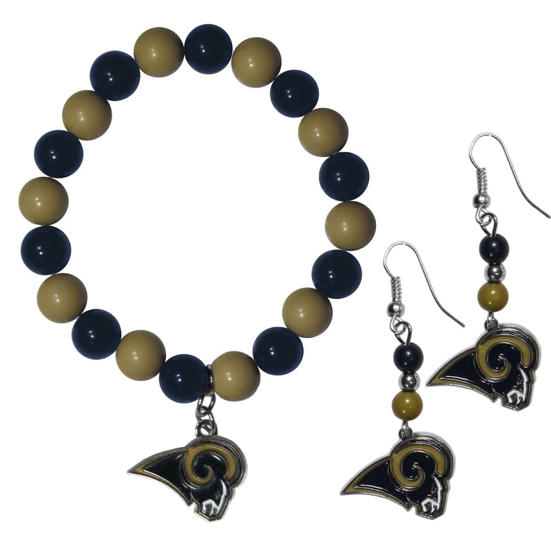 Sports Jewelry & Accessories NFL - Los Angeles Rams Fan Bead Earrings and Bracelet Set JM Sports-7
