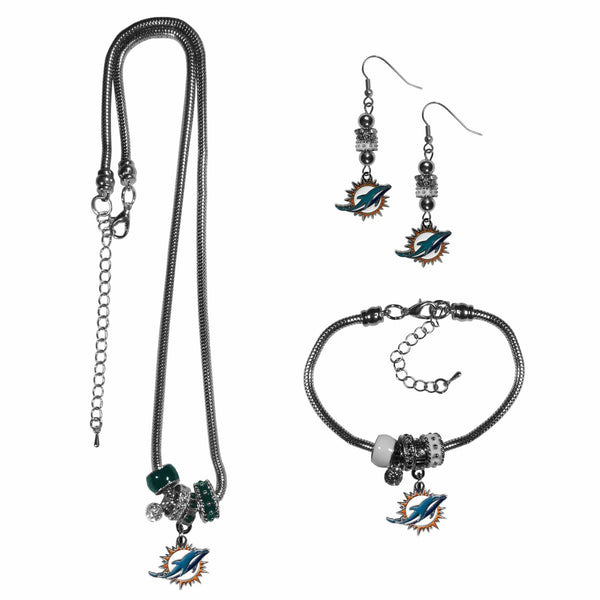 Sports Jewelry & Accessories NFL - Miami Dolphins Euro Bead Jewelry 3 piece Set JM Sports-7