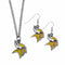 Sports Jewelry & Accessories NFL - Minnesota Vikings Dangle Earrings and Chain Necklace Set JM Sports-7