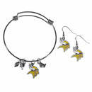 Sports Jewelry & Accessories NFL - Minnesota Vikings Dangle Earrings and Charm Bangle Bracelet Set JM Sports-7