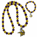 Sports Jewelry & Accessories NFL - Minnesota Vikings Fan Bead Necklace and Bracelet Set JM Sports-7