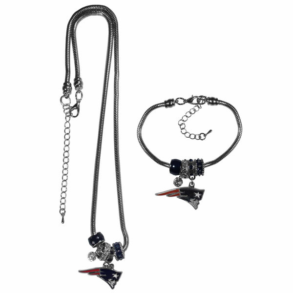 Sports Jewelry & Accessories NFL - New England Patriots Euro Bead Necklace and Bracelet Set JM Sports-7