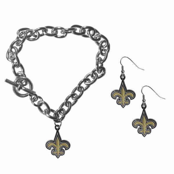 Sports Jewelry & Accessories NFL - New Orleans Saints Chain Bracelet and Dangle Earring Set JM Sports-7