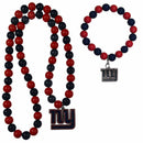 Sports Jewelry & Accessories NFL - New York Giants Fan Bead Necklace and Bracelet Set JM Sports-7