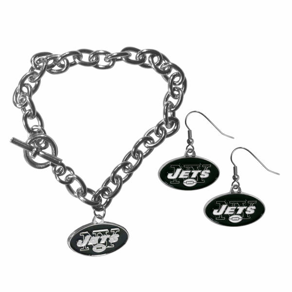 Sports Jewelry & Accessories NFL - New York Jets Chain Bracelet and Dangle Earring Set JM Sports-7