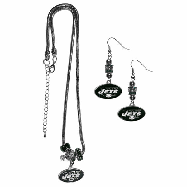 Sports Jewelry & Accessories NFL - New York Jets Euro Bead Earrings and Necklace Set JM Sports-7