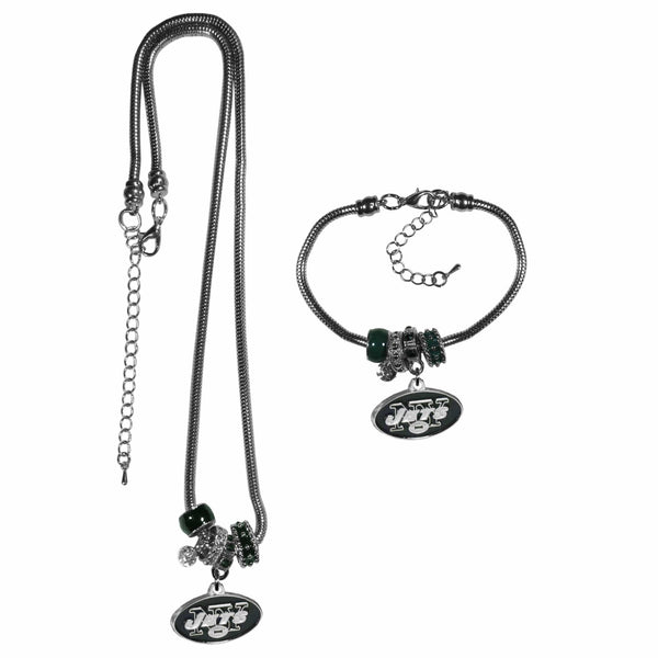 Sports Jewelry & Accessories NFL - New York Jets Euro Bead Necklace and Bracelet Set JM Sports-7