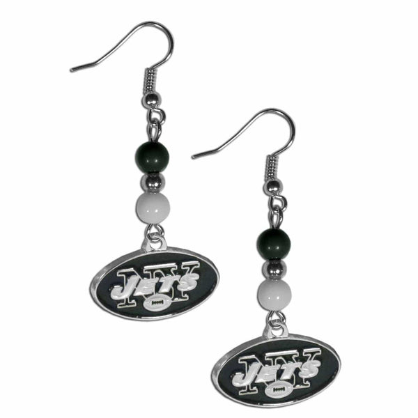 Sports Jewelry & Accessories NFL - New York Jets Fan Bead Dangle Earrings JM Sports-7