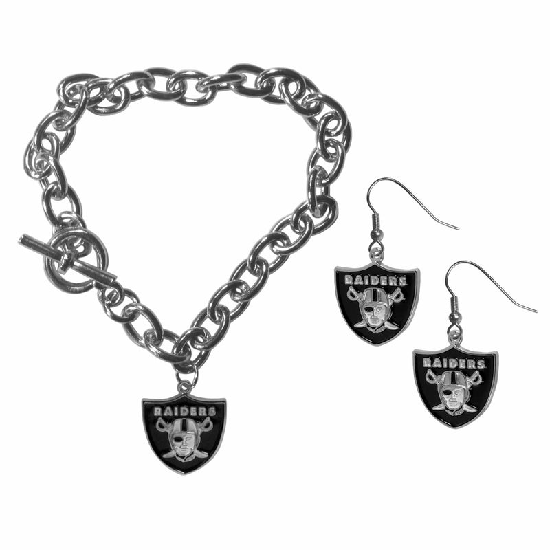 Sports Jewelry & Accessories NFL - Oakland Raiders Chain Bracelet and Dangle Earring Set JM Sports-7