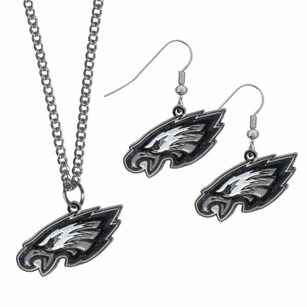 Sports Jewelry & Accessories NFL - Philadelphia Eagles Dangle Earrings and Chain Necklace Set JM Sports-7