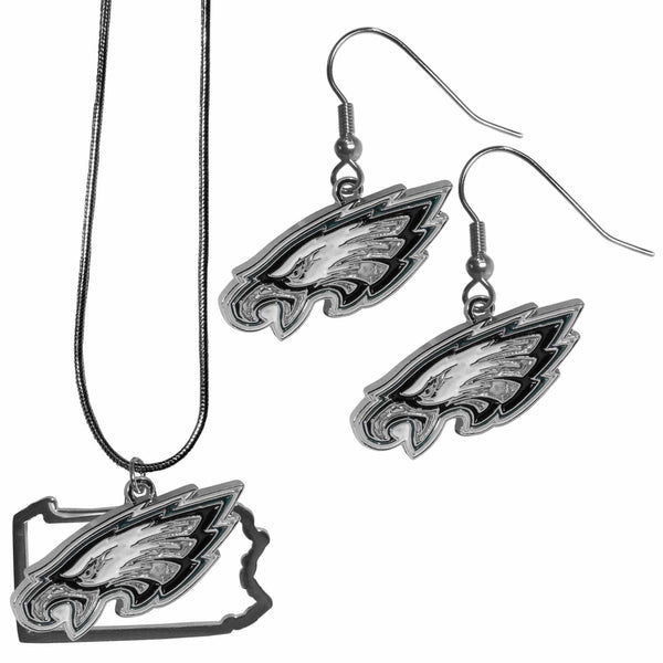 Sports Jewelry & Accessories NFL - Philadelphia Eagles Dangle Earrings and State Necklace Set JM Sports-7
