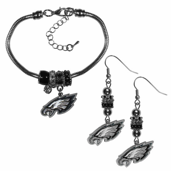 NFL - Philadelphia Eagles Euro Bead Earrings and Bracelet Set