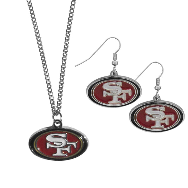 Sports Jewelry & Accessories NFL - San Francisco 49ers Dangle Earrings and Chain Necklace Set JM Sports-7