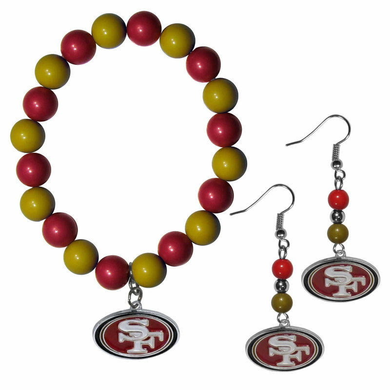 Sports Jewelry & Accessories NFL - San Francisco 49ers Fan Bead Earrings and Bracelet Set JM Sports-7