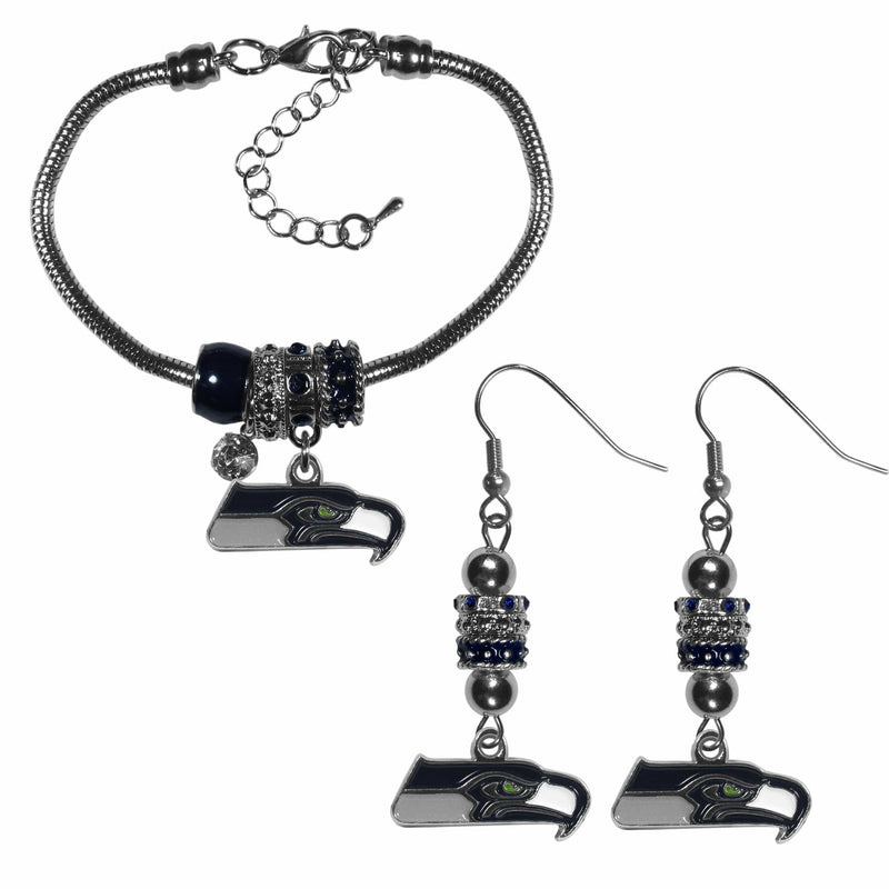 Sports Jewelry & Accessories NFL - Seattle Seahawks Euro Bead Earrings and Bracelet Set JM Sports-7