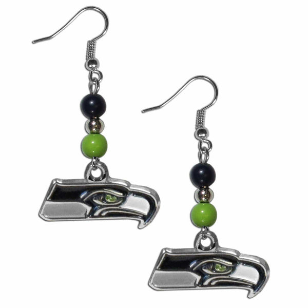 Sports Jewelry & Accessories NFL - Seattle Seahawks Fan Bead Dangle Earrings JM Sports-7