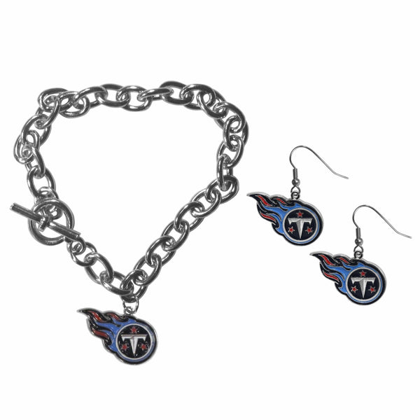 Sports Jewelry & Accessories NFL - Tennessee Titans Chain Bracelet and Dangle Earring Set JM Sports-7