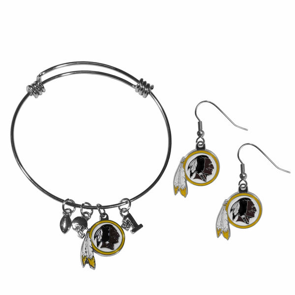 Sports Jewelry & Accessories NFL - Washington Redskins Dangle Earrings and Charm Bangle Bracelet Set JM Sports-7