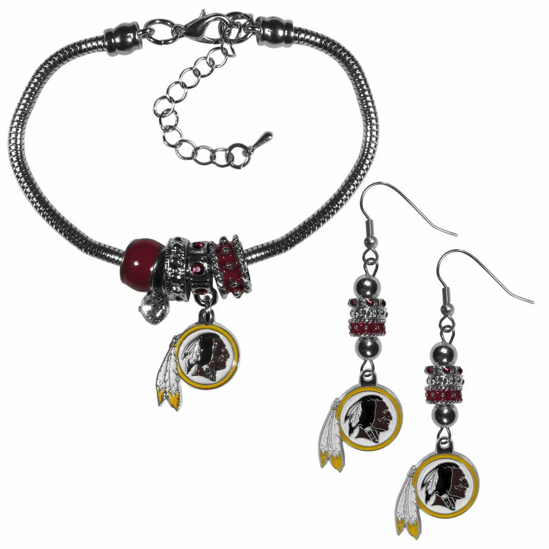 Sports Jewelry & Accessories NFL - Washington Redskins Euro Bead Earrings and Bracelet Set JM Sports-7