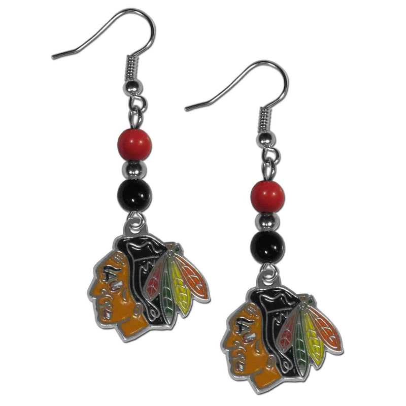 Sports Jewelry & Accessories NHL - Chicago Blackhawks Fan Bead Dangle Earrings JM Sports-7