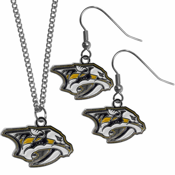 Sports Jewelry & Accessories NHL - Nashville Predators Dangle Earrings and Chain Necklace Set JM Sports-7