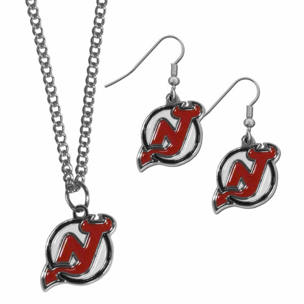 Sports Jewelry & Accessories NHL - New Jersey Devils Dangle Earrings and Chain Necklace Set JM Sports-7