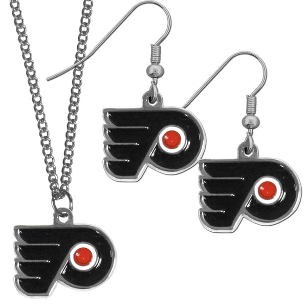 Sports Jewelry & Accessories NHL - Philadelphia Flyers Dangle Earrings and Chain Necklace Set JM Sports-7
