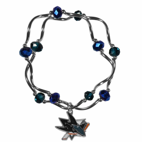 Sports Jewelry & Accessories NHL - San Jose Sharks Crystal Bead Bracelet JM Sports-7