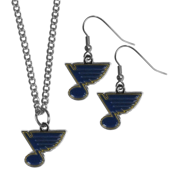 Sports Jewelry & Accessories NHL - St. Louis Blues Dangle Earrings and Chain Necklace Set JM Sports-7