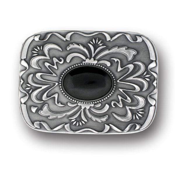 Sports Jewelry & Accessories Sports Accessories - Black Stone with Western Scroll Rhinestone Belt Buckle JM Sports-7