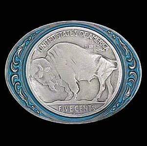 Sports Jewelry & Accessories Sports Accessories - Buffalo Nickel Enameled Belt Buckle JM Sports-7
