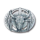 Sports Jewelry & Accessories Sports Accessories - Buffalo Skull/Feathers Antiqued Belt Buckle JM Sports-7