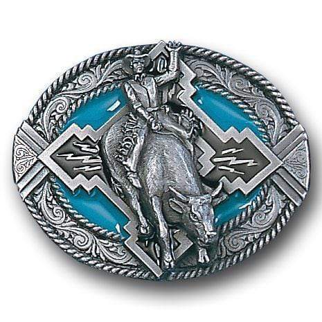 Sports Jewelry & Accessories Sports Accessories - Bull Rider Rope Border Enameled Belt Buckle JM Sports-7