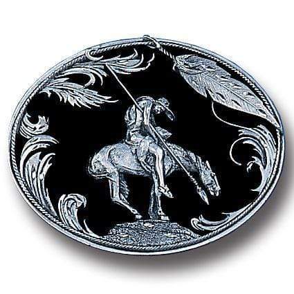 Sports Jewelry & Accessories Sports Accessories - End of the Trail (Diamond Cut) Enameled Belt Buckle JM Sports-7