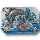 Sports Jewelry & Accessories Sports Accessories - Fish with Gear Background Enameled Belt Buckle JM Sports-7