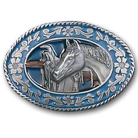 Sports Jewelry & Accessories Sports Accessories - Horse head and Saddle Enameled Belt Buckle JM Sports-7
