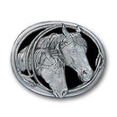 Sports Jewelry & Accessories Sports Accessories - Horse Heads (Diamond Cut) Enameled Belt Buckle JM Sports-7