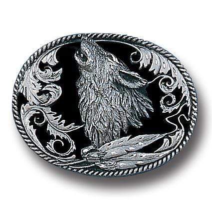 Sports Jewelry & Accessories Sports Accessories - Howling Wolf (Diamond Cut) Enameled Belt Buckle JM Sports-7