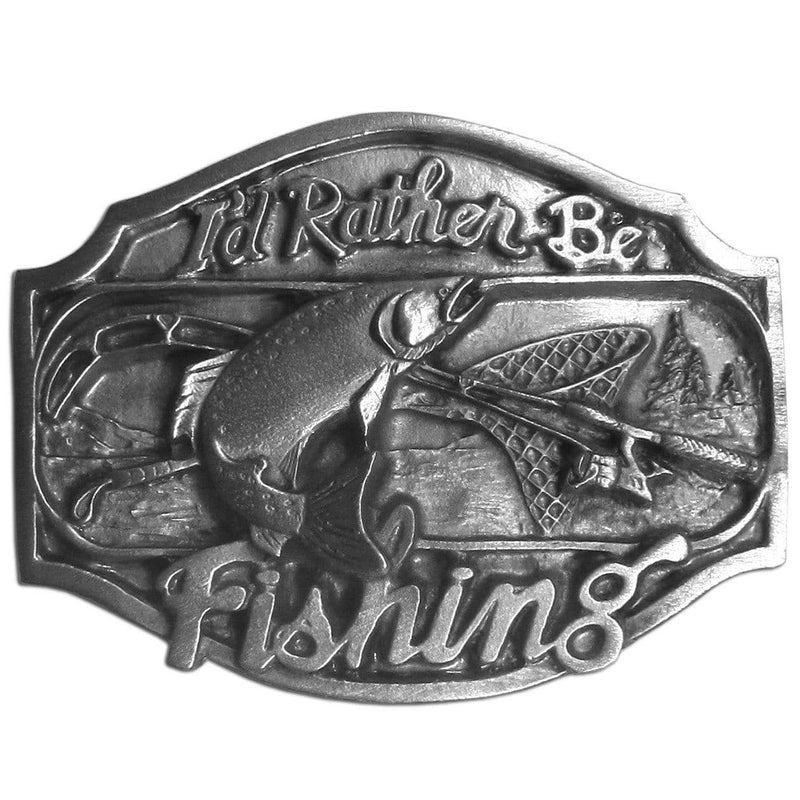 Sports Jewelry & Accessories Sports Accessories - I'd Rather Be Fishing  Antiqued Belt Buckle JM Sports-7