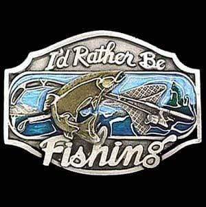 Sports Jewelry & Accessories Sports Accessories - I'd Rather Be Fishing Enameled Belt Buckle JM Sports-7
