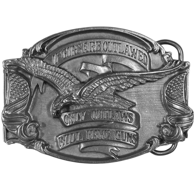 Sports Jewelry & Accessories Sports Accessories - If Guns are Outlawed... Antiqued Belt Buckle JM Sports-7