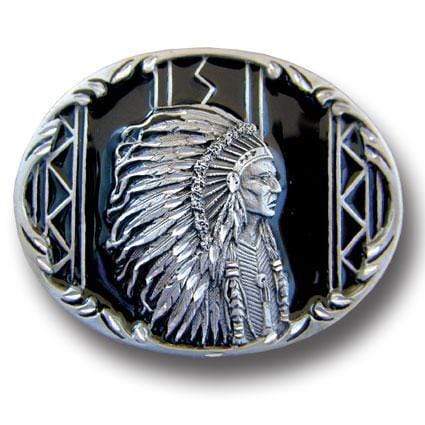 Sports Jewelry & Accessories Sports Accessories - Indian Chief (Diamond Cut) Enameled Belt Buckle JM Sports-7