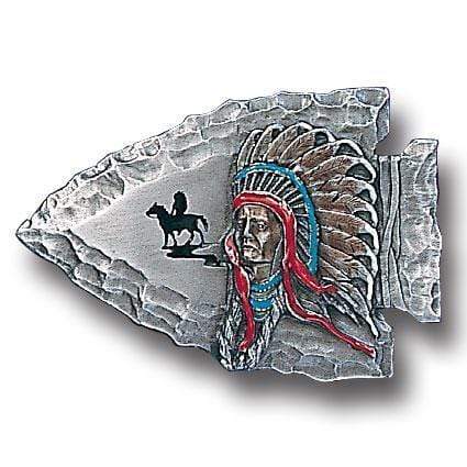 Sports Jewelry & Accessories Sports Accessories - Indian Chief on Arrowhead Enameled Belt Buckle JM Sports-7