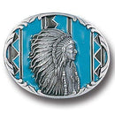 Sports Jewelry & Accessories Sports Accessories - Indian Chief with Turquoise Enameled Belt Buckle JM Sports-7