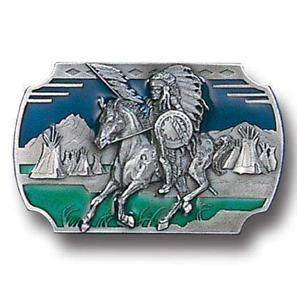 Sports Jewelry & Accessories Sports Accessories - Indian on Horse Enameled Belt Buckle JM Sports-7