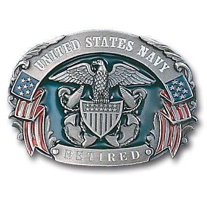 Sports Jewelry & Accessories Sports Accessories - Military  US Navy Retired Enameled Belt Buckle JM Sports-7