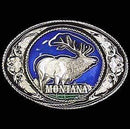 Sports Jewelry & Accessories Sports Accessories - Montana Elk with Scroll Enameled Belt Buckle JM Sports-7
