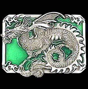 Sports Jewelry & Accessories Sports Accessories - Oriental Dragon with Scroll Enameled Belt Buckle JM Sports-7