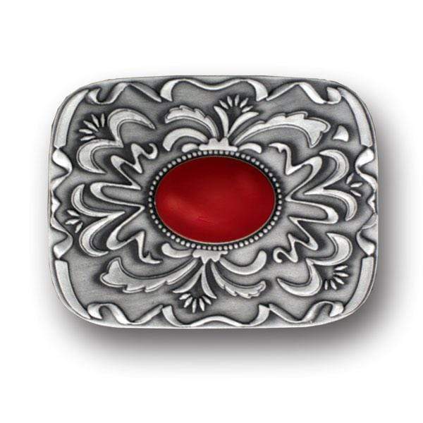 Sports Jewelry & Accessories Sports Accessories - Red Stone with Western Scroll Rhinestone Belt Buckle JM Sports-7
